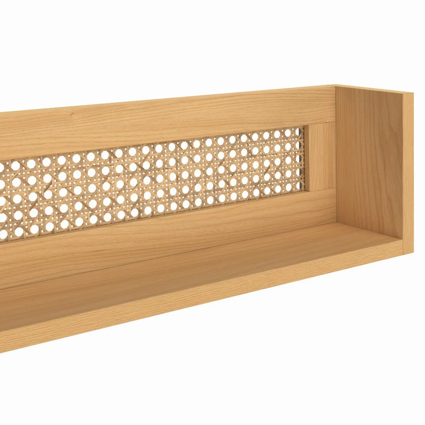 Lot de 3 étagères murales bois et cannage 60/45/30 cm*IDMarket Online