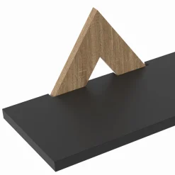 Lot de 3 étagères murales couleur hêtre et noir*IDMarket Clearance