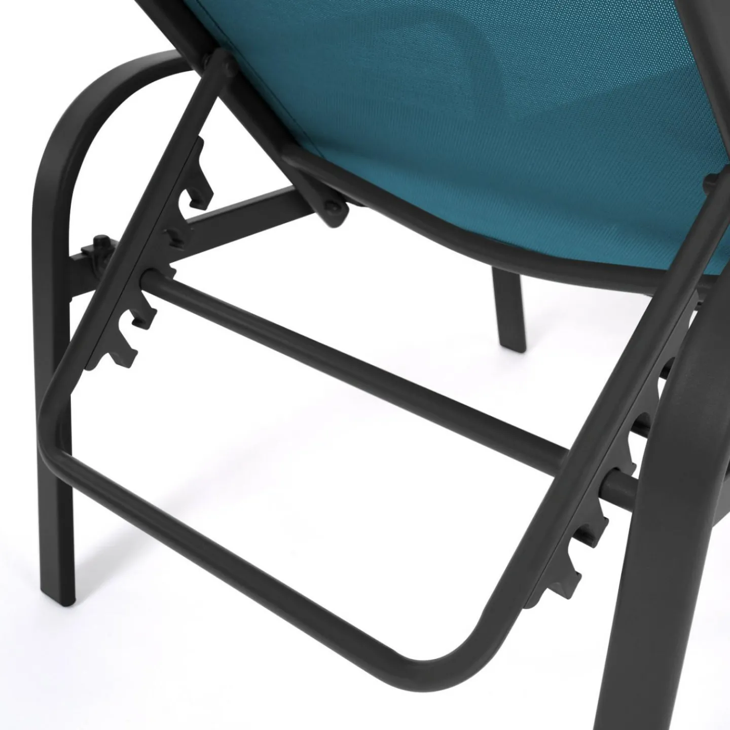 Lot de 2 transats de jardin inclinables toile bleu canard et acier gris anthracite*IDMarket