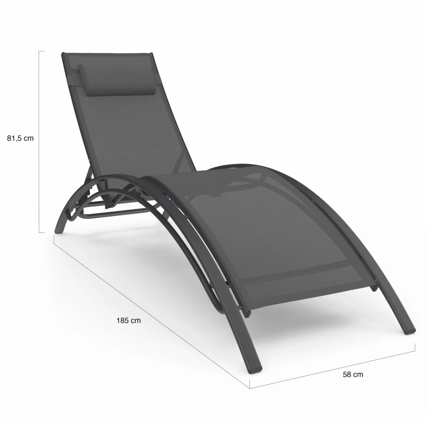 Lot de 2 transats de jardin inclinables en acier avec coussin et toile gris anthracite*IDMarket New