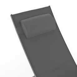 Lot de 2 transats de jardin inclinables en acier avec coussin et toile gris anthracite*IDMarket New