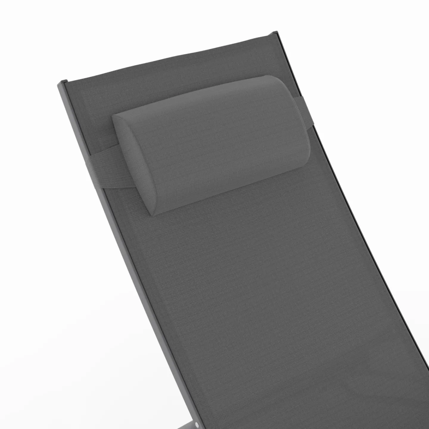 Lot de 2 transats de jardin inclinables en acier avec coussin et toile gris anthracite*IDMarket New