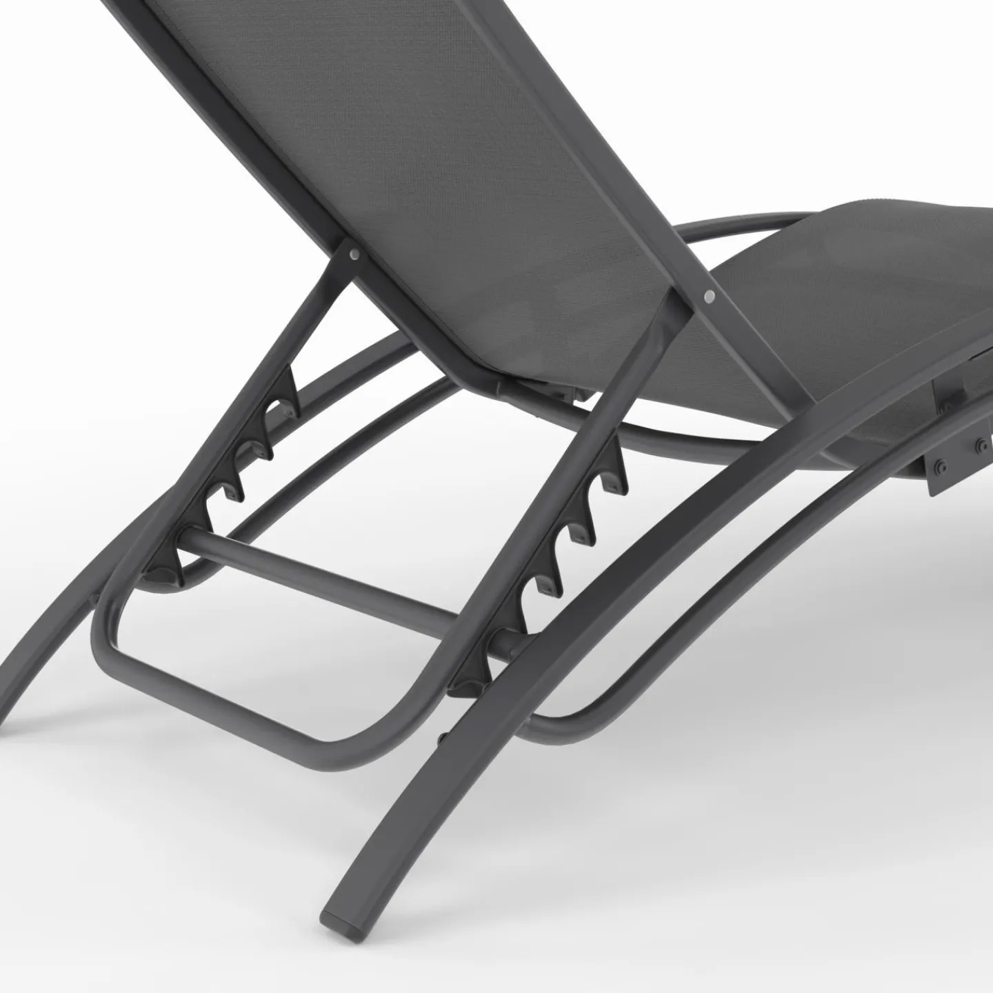 Lot de 2 transats de jardin inclinables en acier avec coussin et toile gris anthracite*IDMarket New