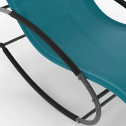 Lot de 2 transats de jardin à bascule gris anthracite et toile bleu canard*IDMarket