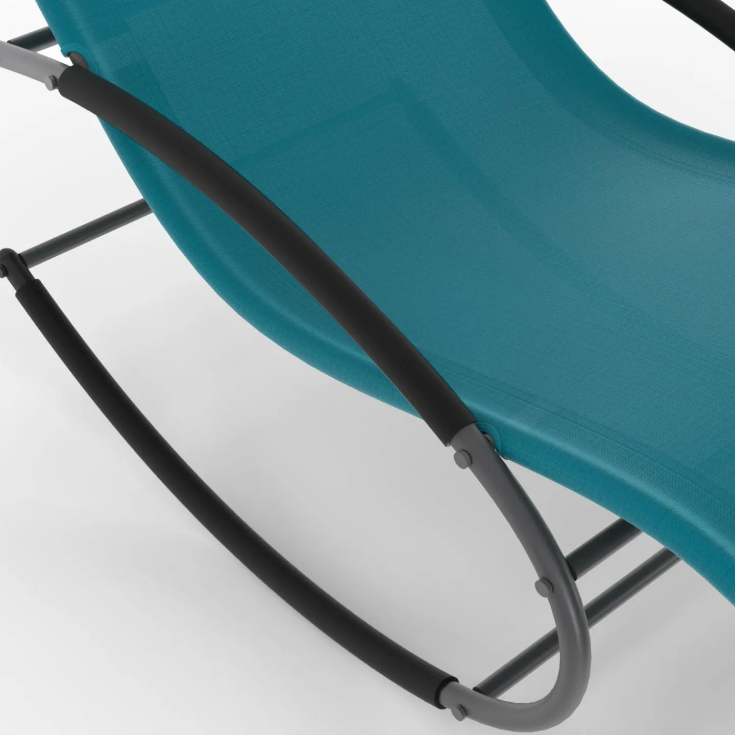 Lot de 2 transats de jardin à bascule gris anthracite et toile bleu canard*IDMarket