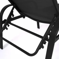 Lot de 2 transats inclinables pour jardin en acier noir et toile grise*IDMarket Online