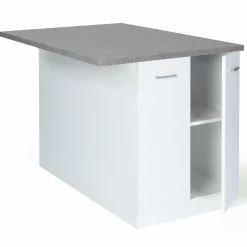 Îlot de cuisine blanc et plateau façon béton*IDMarket Online