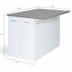Îlot de cuisine blanc et plateau façon béton*IDMarket Online