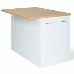 Îlot de cuisine blanc et plateau façon hêtre 100 cm*IDMarket Hot