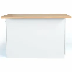 Îlot de cuisine blanc et plateau façon hêtre 100 cm*IDMarket Hot