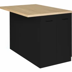 Îlot de cuisine noir et plateau façon hêtre 120 cm*IDMarket Sale