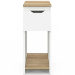 Lot de tables de chevet blanc et bois*IDMarket Discount