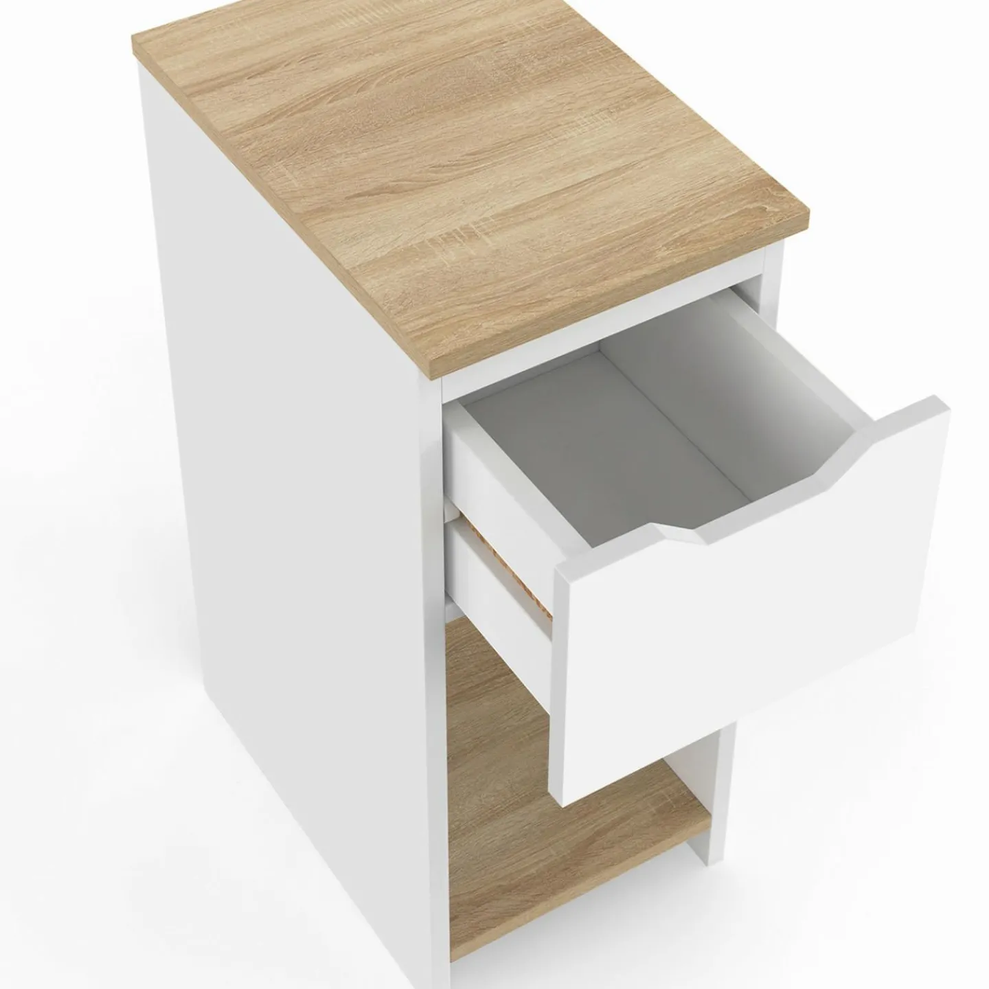 Lot de tables de chevet blanc et bois*IDMarket Discount