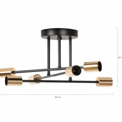 Lustre industriel 3 branches métal noir et doré*IDMarket New