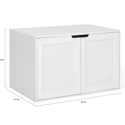 Maison de toilette pour chat - cache-litière avec doubles portes blanc*IDMarket Discount