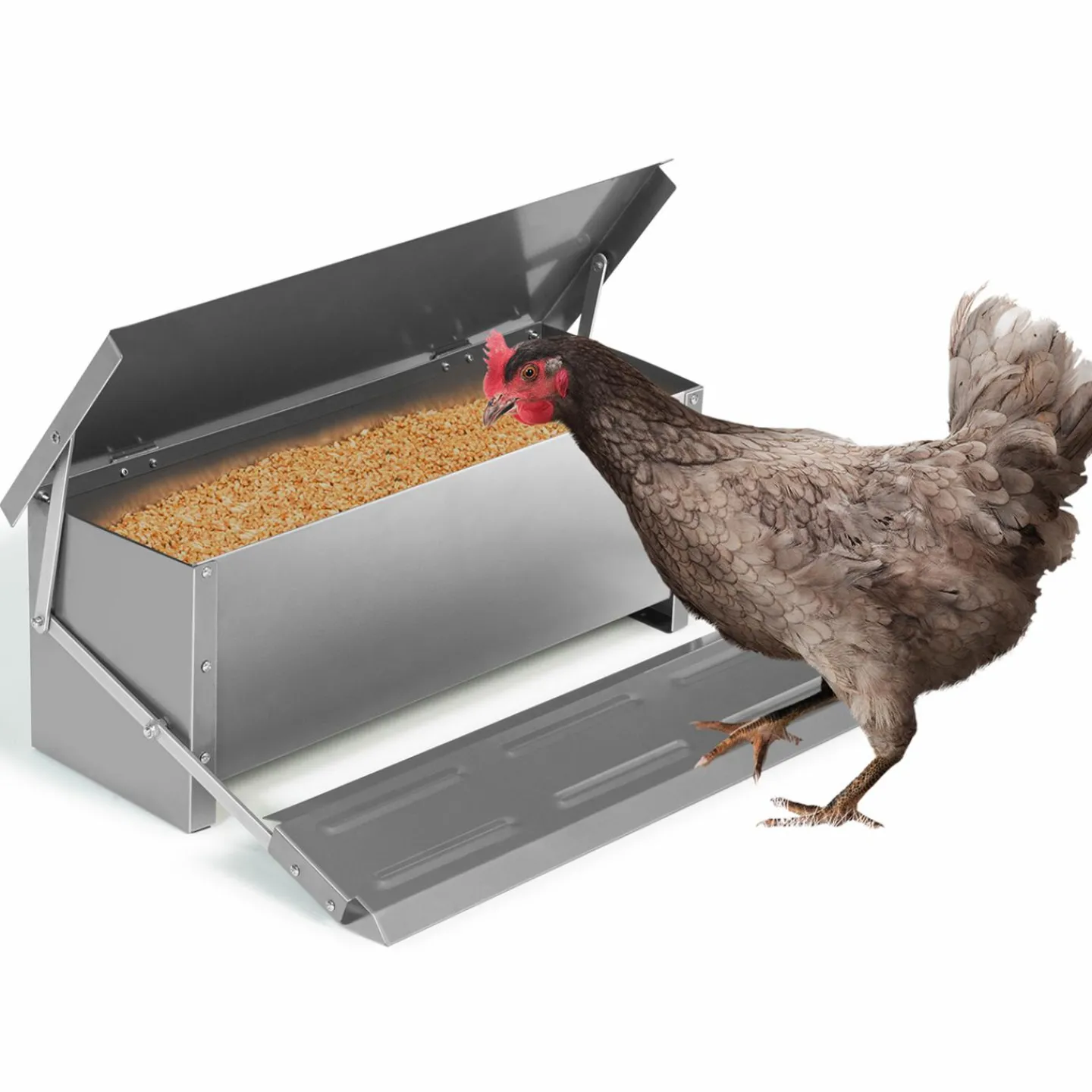 Mangeoire automatique en acier pour poules*IDMarket Hot