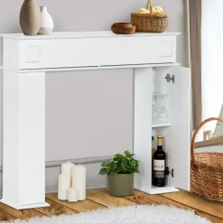 Manteau de cheminée console décorative avec rangement*IDMarket Clearance