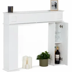 Manteau de cheminée console décorative avec rangement*IDMarket Clearance