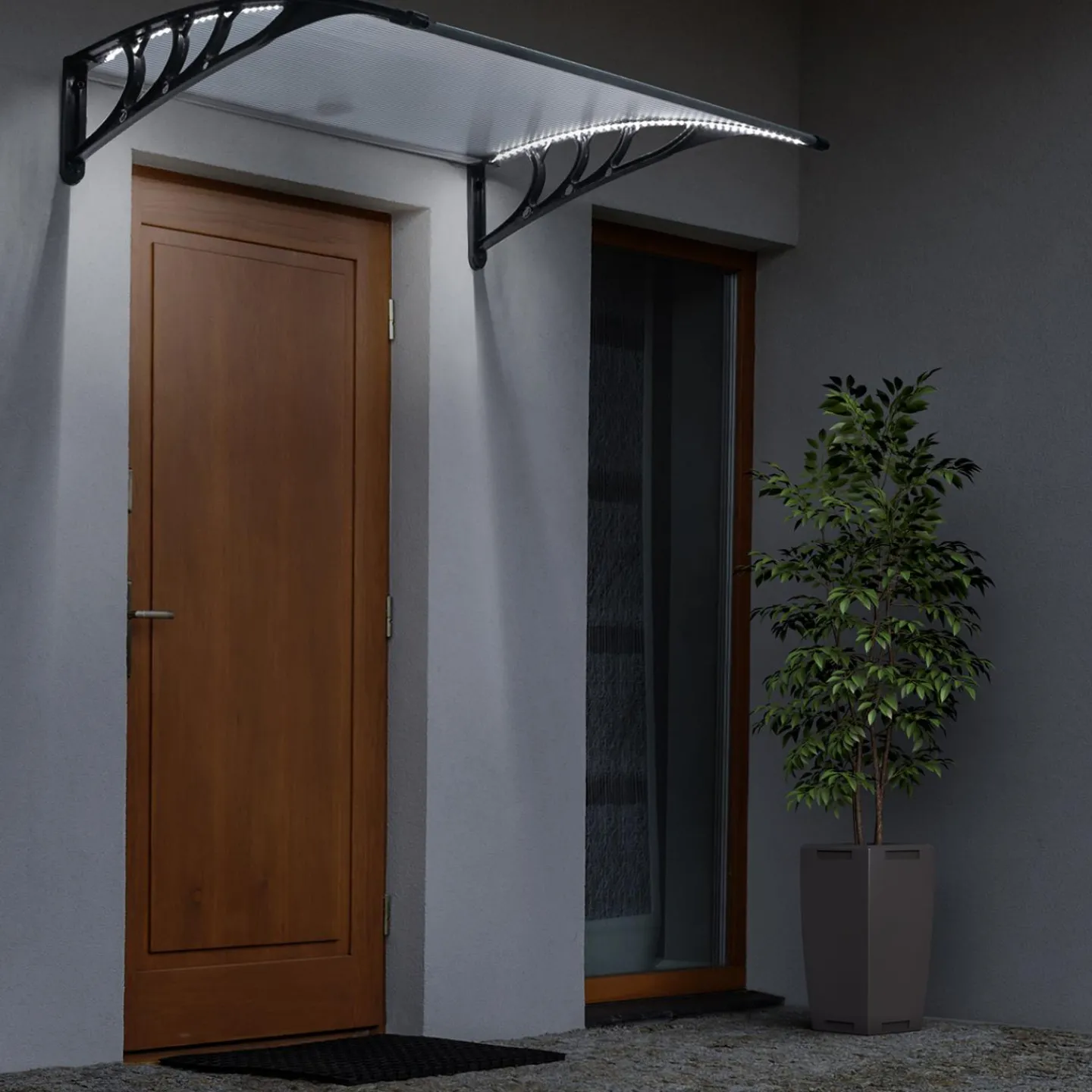 Marquise avec led solaires 80x120 cm*IDMarket Clearance