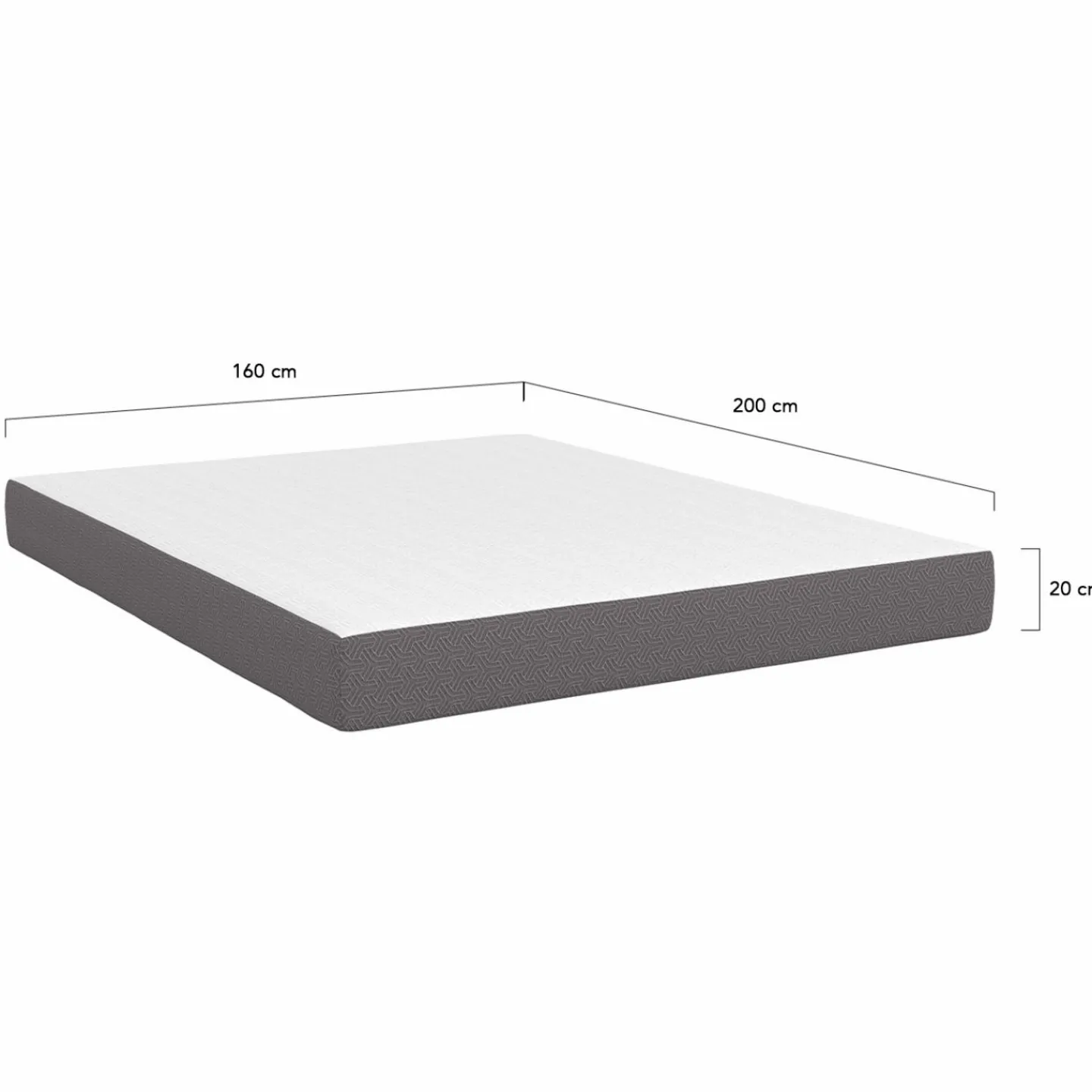 Matelas 160x200 cm à mémoire de forme épaisseur 20 cm blanc et gris*IDMarket Outlet