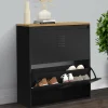Meuble à chaussures 12 paires 2 portes métal noir design industriel*IDMarket Best