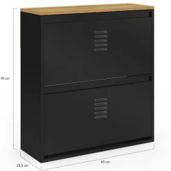 Meuble à chaussures 12 paires 2 portes métal noir design industriel*IDMarket Best