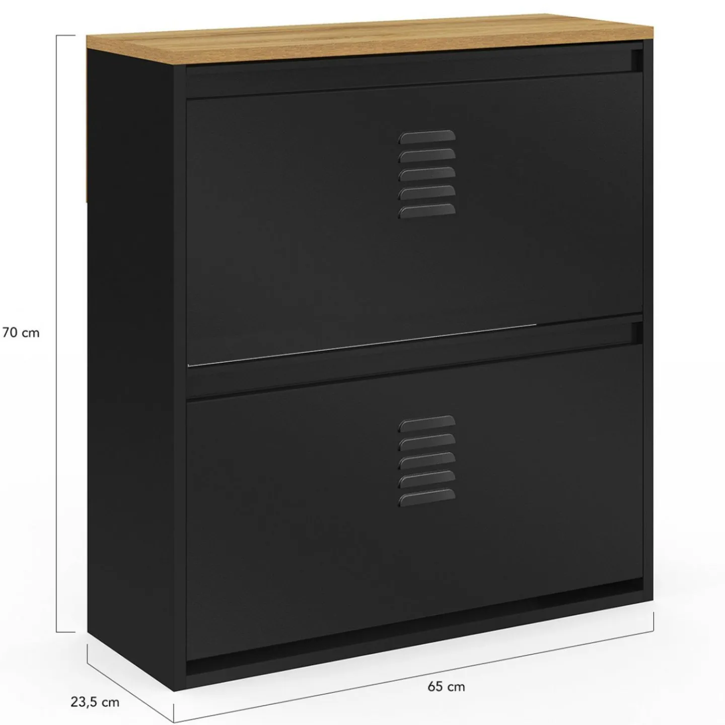 Meuble à chaussures 12 paires 2 portes métal noir design industriel*IDMarket Best