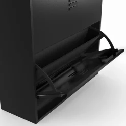 Meuble à chaussures 12 paires 2 portes métal noir design industriel*IDMarket Best