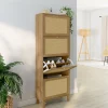Meuble à chaussures 24 paires vintage 4 portes effet naturel cannage*IDMarket Best