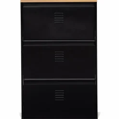 Meuble à chaussures 3 portes noir et métal*IDMarket Clearance