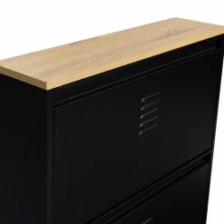 Meuble à chaussures 3 portes noir et métal*IDMarket Clearance