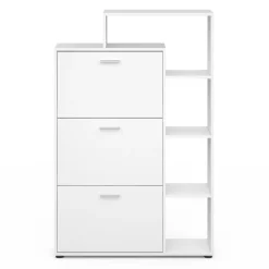 Meuble à chaussures 3 portes avec étagère blanc*IDMarket New