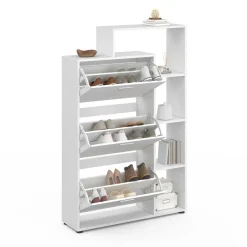 Meuble à chaussures 3 portes avec étagère blanc*IDMarket New