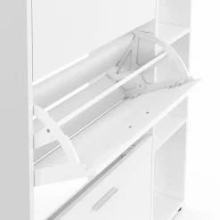 Meuble à chaussures 3 portes avec étagère blanc*IDMarket New