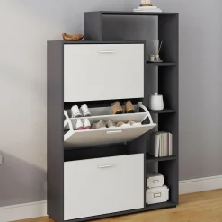 Meuble à chaussures 3 portes avec étagère*IDMarket