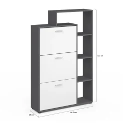 Meuble à chaussures 3 portes avec étagère*IDMarket