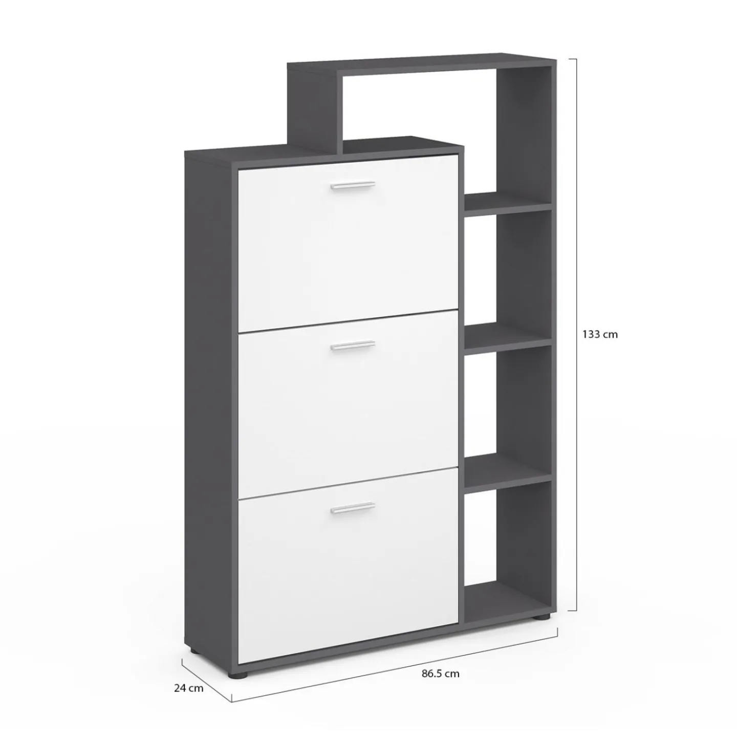 Meuble à chaussures 3 portes avec étagère*IDMarket