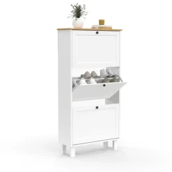 Meuble à chaussures blanc et bois*IDMarket Online