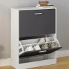 Meuble à chaussures blanc et gris 2 portes*IDMarket Best
