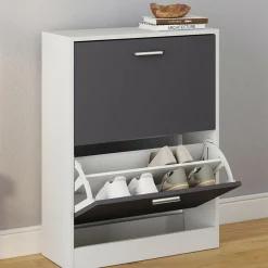 Meuble à chaussures blanc et gris 2 portes*IDMarket Best