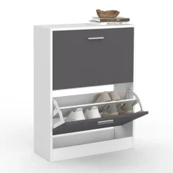 Meuble à chaussures blanc et gris 2 portes*IDMarket Best