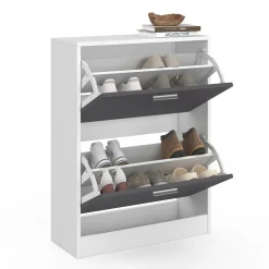 Meuble à chaussures blanc et gris 2 portes*IDMarket Best