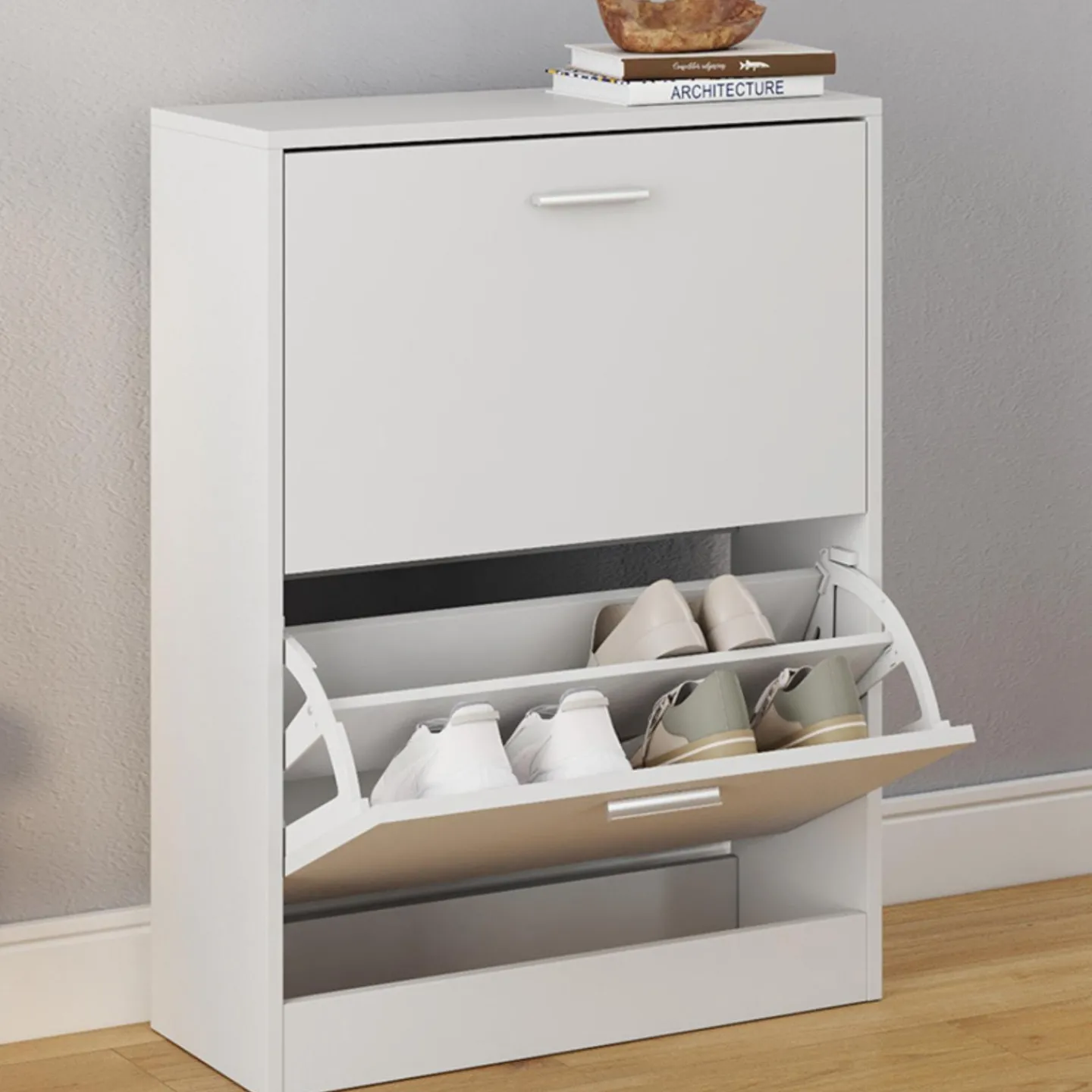 Meuble à chaussures blanc 2 portes*IDMarket Outlet