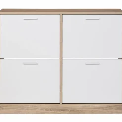 Meuble à chaussures bois imitation hêtre 4 portes blanches*IDMarket Outlet