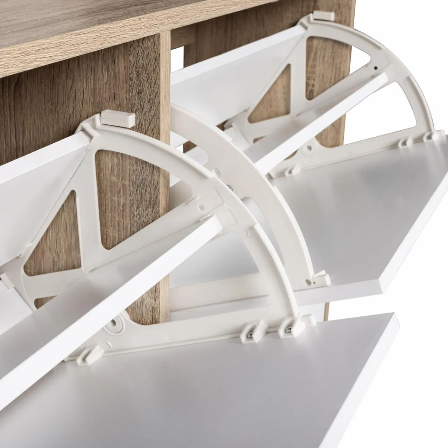 Meuble à chaussures bois imitation hêtre 4 portes blanches*IDMarket Outlet