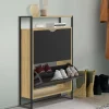 Meuble à chaussures industriel avec 2 portes et étagère*IDMarket Best