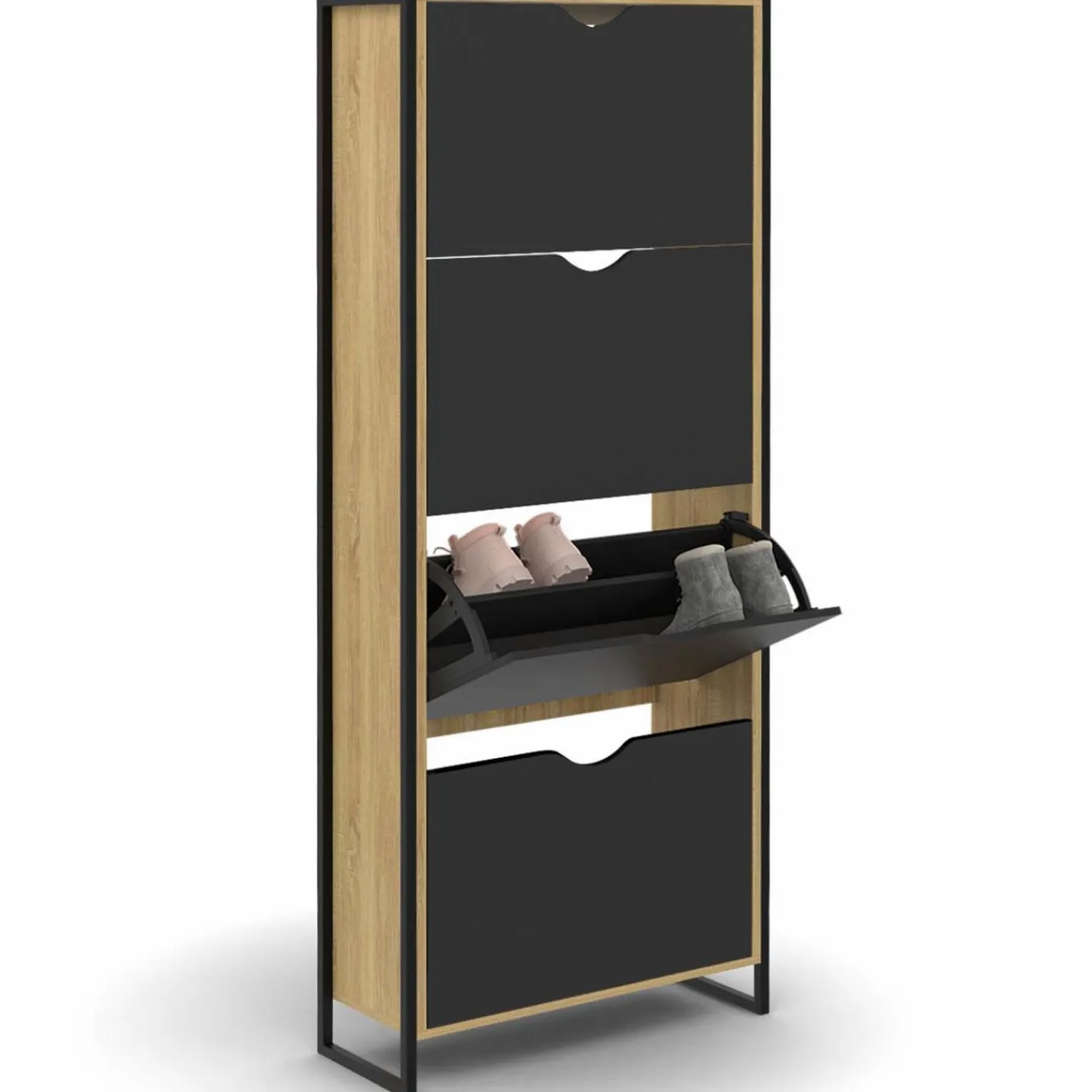 Meuble à chaussures industriel avec 4 portes*IDMarket Clearance