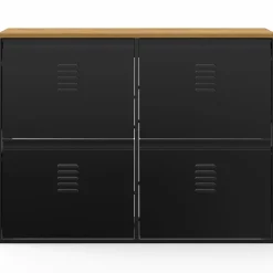 Meuble à chaussures industriel 20 paires 4 portes métalliques plateau bois*IDMarket Outlet