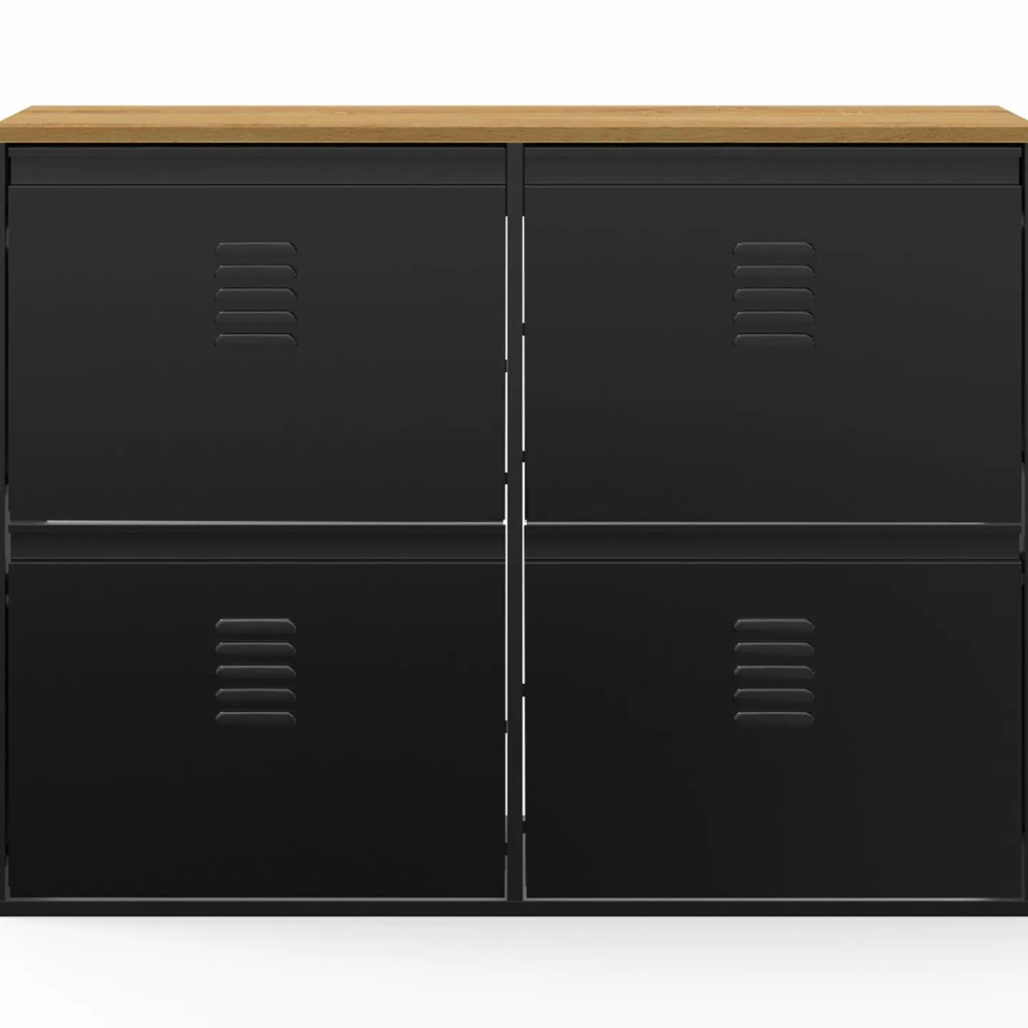 Meuble à chaussures industriel 20 paires 4 portes métalliques plateau bois*IDMarket Outlet