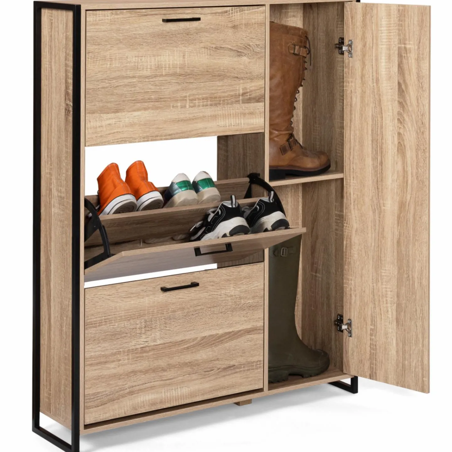 Meuble à chaussures industriel avec 4 portes*IDMarket Clearance